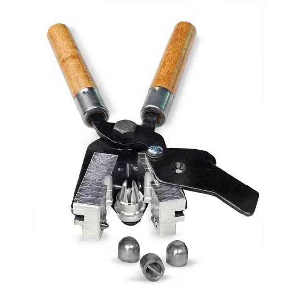 Lee Shotgun Slug Mould with wooden handles, open mould and three silver slugs