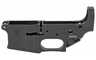 FMK AR15 black polymer lower receiver, left-side view with magazine well and trigger guard