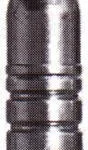 Lee Round Nose Rifle Mould, silver round-nose cast bullet shown upright