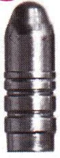 Lee Round Nose Rifle Mould, silver round-nose cast bullet shown upright
