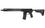 Primary Weapons Systems PWS MK116 MOD2-M black rifle, right-side view with magazine and adjustable stock
