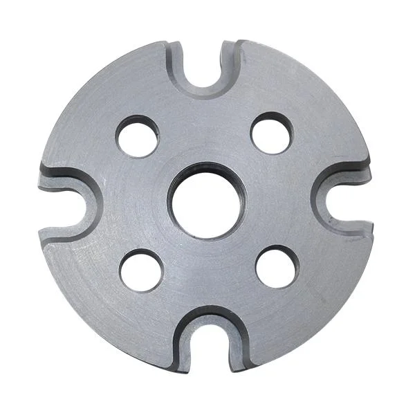 Lee Pro 4000 Shell Plate #12 silver circular plate with six edge slots, top view