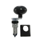 Lee Deluxe Quick Trim Case Trimmer, silver and black tool with ball handle and adapter plate