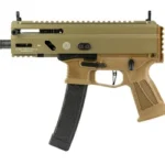 Grand Power GPWR STRIBOG SP9A3S FDE right-side view with black curved magazine and sights