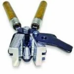 Lee Black Powder Minie Mould open silver mould with black handles and brass grips, top view