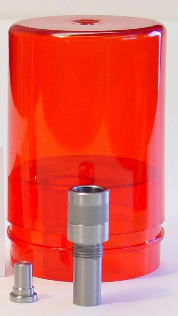 primary-39526 Lee Bulge Buster Kit, red translucent case with two silver metal components