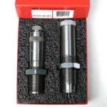 Lee Collet 2-Die Set .338 Lapua, top view of two steel dies in a red foam-lined case