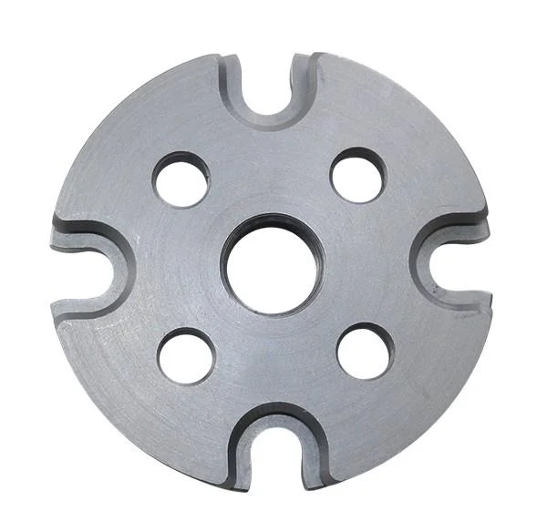 Lee Pro 4000 Shell Plate #4, top view of silver round plate with multiple cutouts