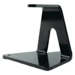 Lee Powder Measure Stand, black angled view with flat base and raised mounting plate