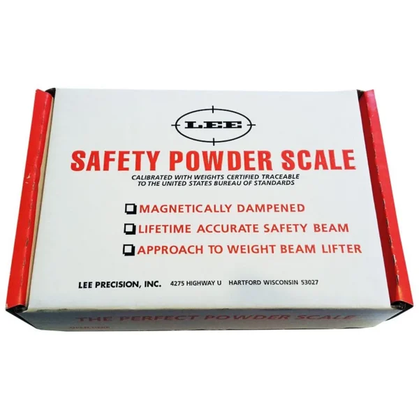 Lee Safety Powder Scale in white and red retail box, front view