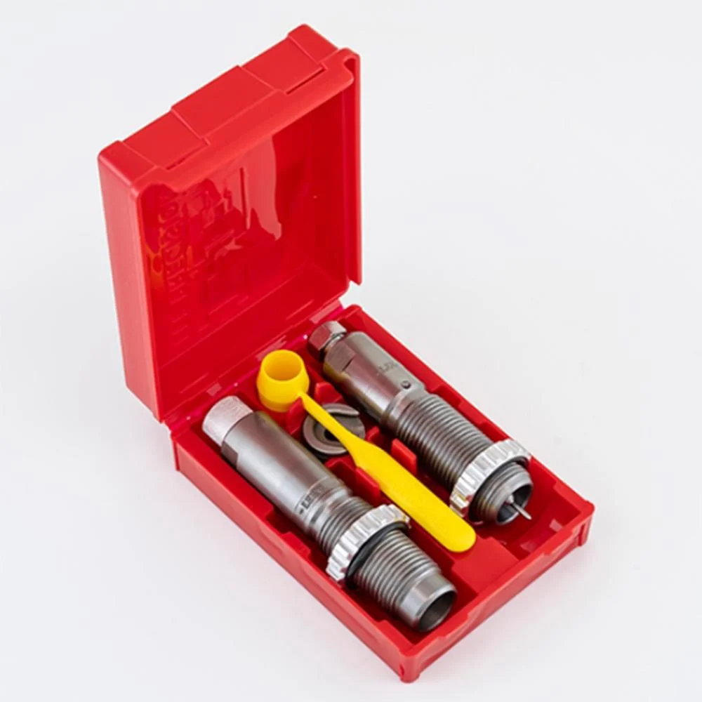 primary-39682 Lee Very LTD Pacesetter 2-Die Set in an open red case with two silver dies and yellow scoop