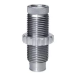 Lee Factory Rifle Crimp Die silver metal die, upright view with threaded body and lock ring
