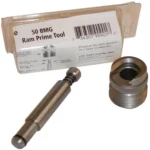 Lee 50 BMG Ram Prime, metal priming tool parts displayed in front of labeled plastic case
