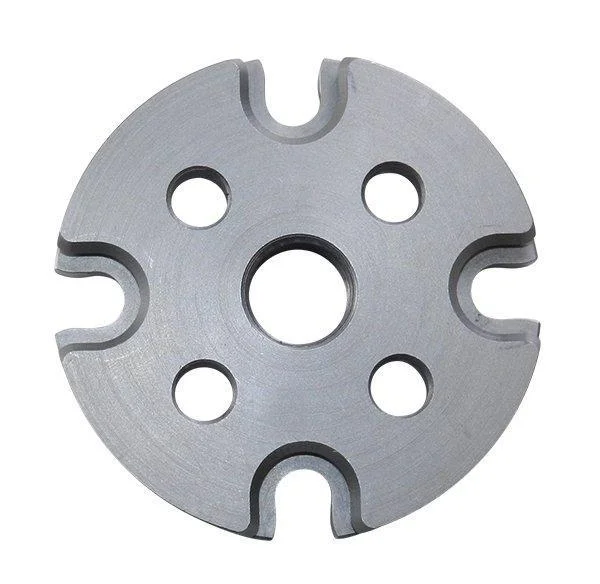 Lee Auto Breech Lock Pro Shell Plate #21, silver top view with circular openings and edge slots