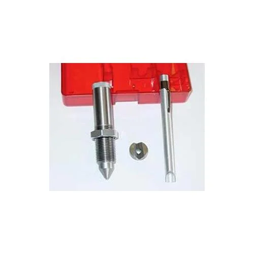 Lee Large Hardness Test Kit, front view of metal testing components beneath a red plastic piece