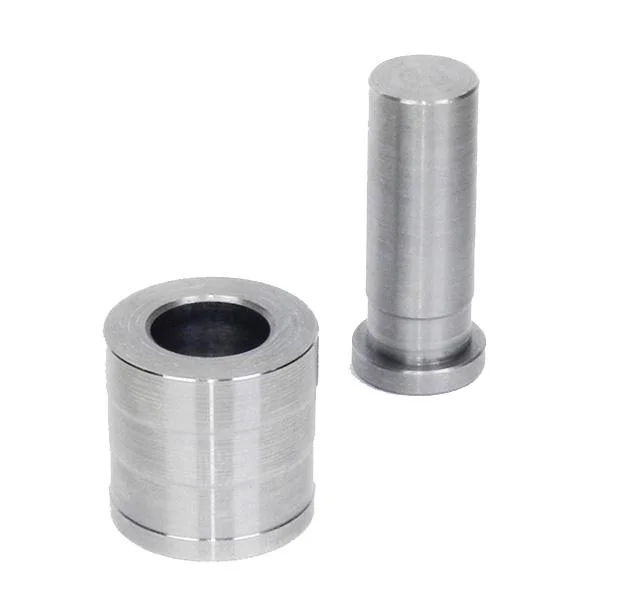 primary-39778 Lee Bullet Sizer & Punch, silver cylindrical sizing die and punch upright