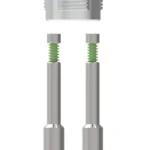 Lee Breech Lock Ram Prime, silver priming components in an exploded vertical arrangement