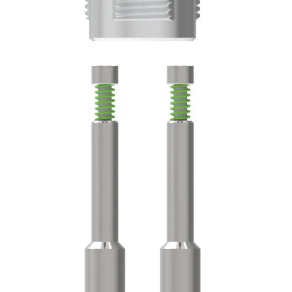 Lee Breech Lock Ram Prime, silver priming components in an exploded vertical arrangement