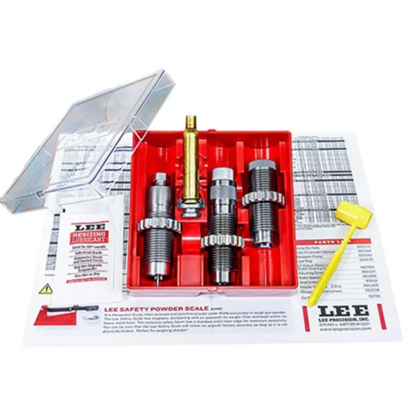Lee Very LTD Pacesetter 3-Die Set 6.8 Western, red case with three dies, shell holder and scoop