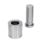 Lee Bullet Sizer & Punch, silver sizing die and punch in angled view