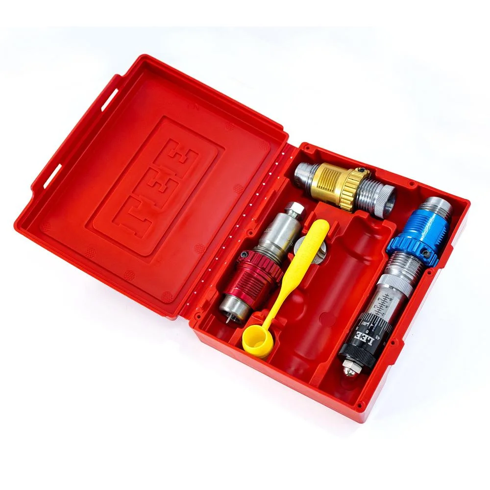 primary-39880 Lee 300 AAC Blackout Micrometer Breech Lock 3-Die Set, dies and tools in open red case