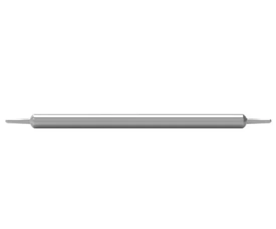 Lee Double Ended Pistol Decapper, silver rod with hooked tips, side view