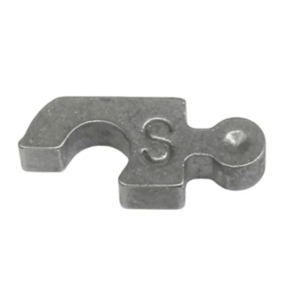 Lee Primer Guide - Small, silver metal guide marked S, top view