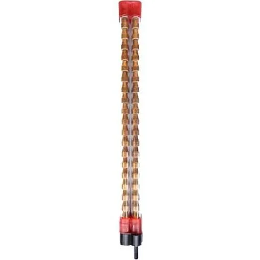 Lee Small Inline Bullet Feed Magazine, vertical view with clear body and red end caps