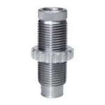 Lee Factory Crimp Die LTD Production, upright view of silver threaded die with knurled top