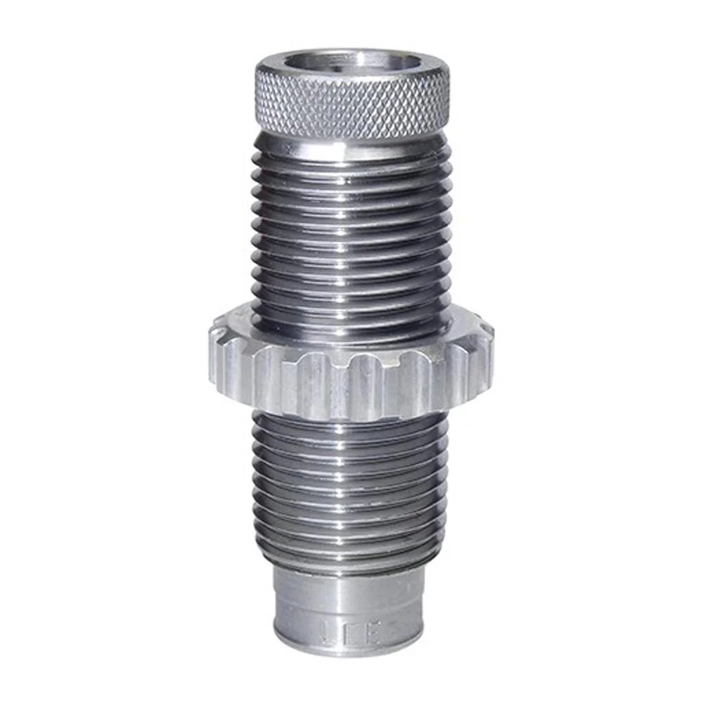 primary-39927 Lee Factory Crimp Die LTD Production, upright view of silver threaded die with knurled top