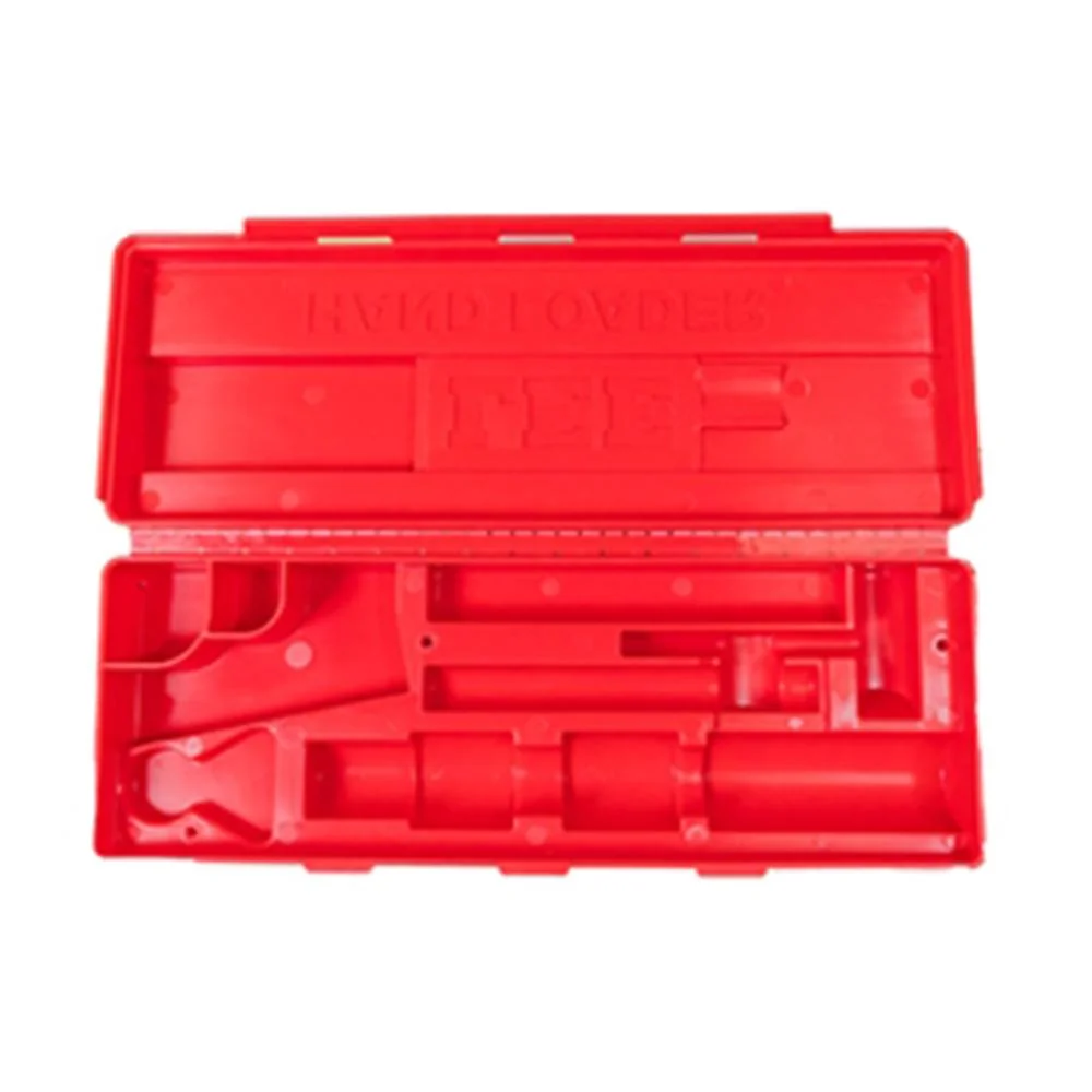 primary-39939 Lee Hand Press Molded Case Only, open red case with fitted tool compartments