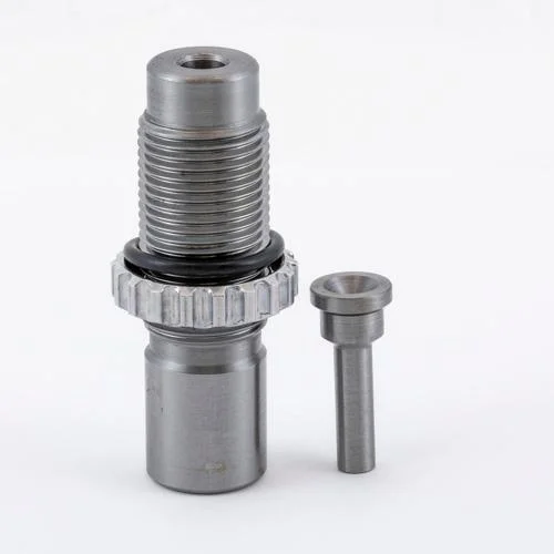 Lee Classic Bullet Sizing Kit, silver threaded sizing die and punch shown upright