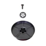 Lee Universal 5 Tube Case Collator, black circular collator with plate and screw above
