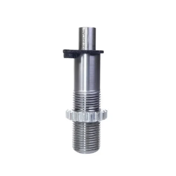 LEE Inline Die Only 44 cal silver metal die, upright front view with threaded body and black pin