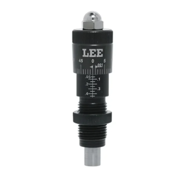 Lee Carbide Factory Crimp Micrometer Seater Adapter, upright view with black marked body