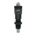 Lee Carbide Factory Crimp Micrometer Seater Adapter, black front view with white scale markings