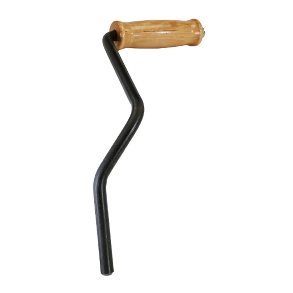 primary-39962 Lee Roller Handle, black bent press lever with a light wood cylindrical grip