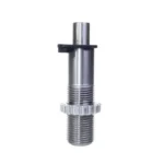 Lee Inline Die Only 28CAL, silver front view with threaded body and locking ring