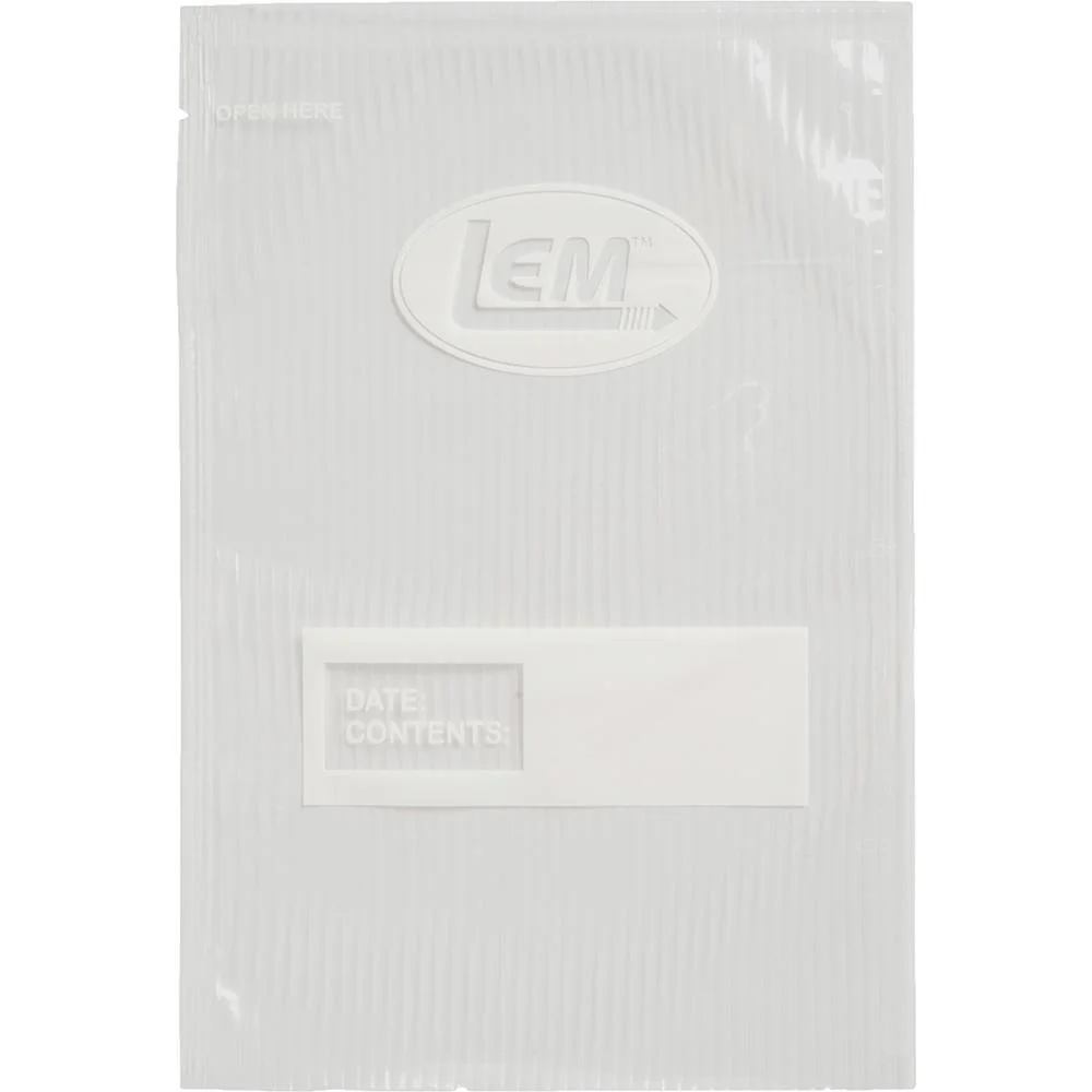 primary-40146 LEM Products MaxVac Quart Vacuum Bags, front view of a translucent textured bag