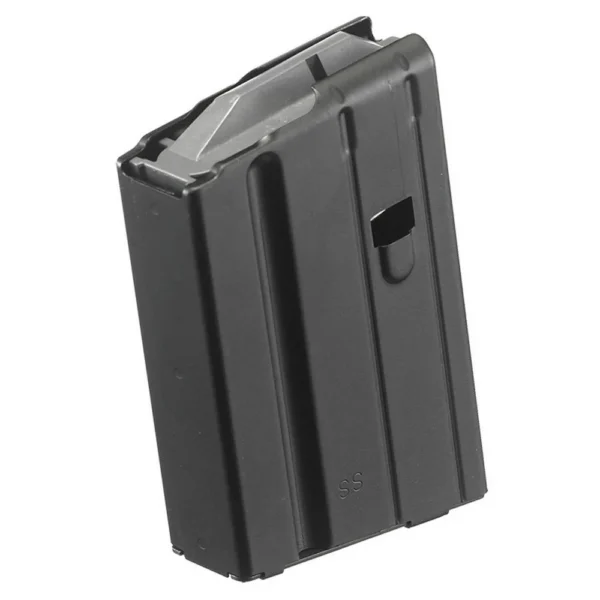 Ruger SR-556 Rifle Magazine, black metal magazine in angled side view