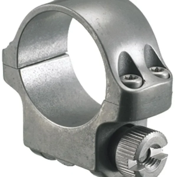 Ruger Steel Scope Ring - Single, angled view in target grey with clamp screw