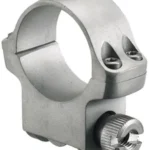 Ruger Steel Scope Ring 4KHM, angled view of matte silver ring with clamp screw
