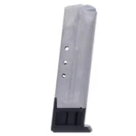 Ruger P Series Handgun Magazine, silver side view with black base plate