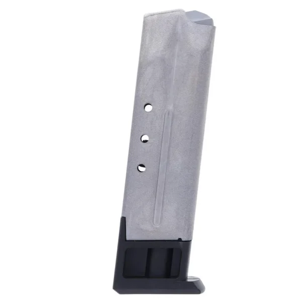 Ruger P Series Handgun Magazine, silver side view with black base plate