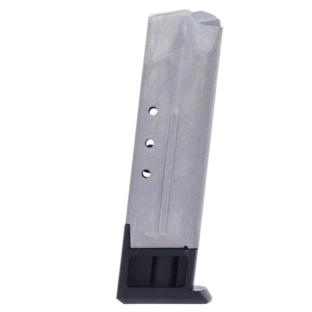 primary-40257 Ruger P Series Handgun Magazine, silver side view with black base plate