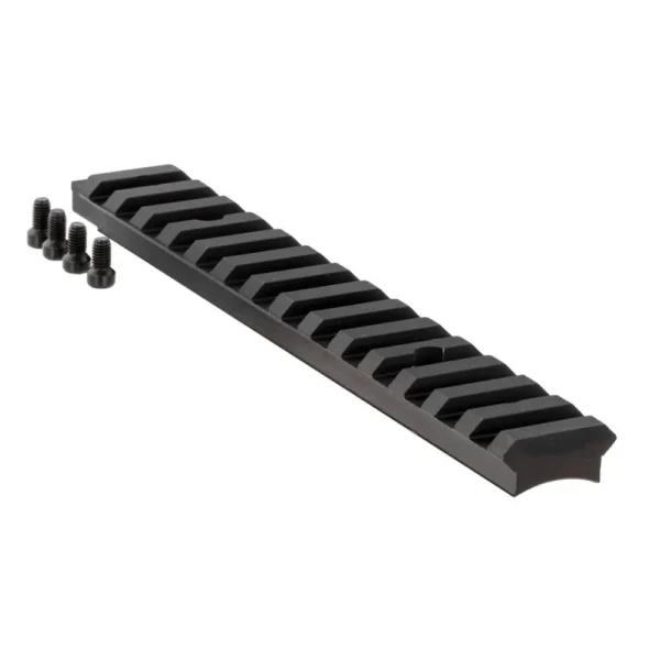 Ruger Picatinny Scope Base for Ruger American SA, black angled top view with mounting screws