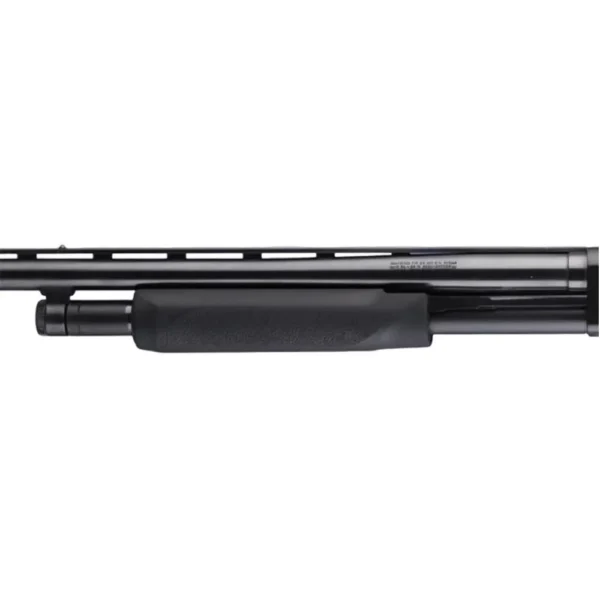 Hogue Shotgun Stocks Mossberg 500 Forend, black, mounted beneath a shotgun barrel