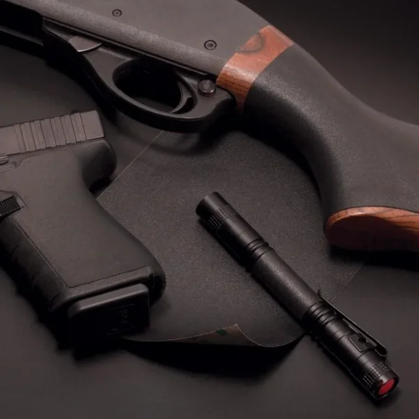 Hogue Inc. Wrapter DIY Rubber Adhesive Grip Sheet, black textured grips shown applied to firearms