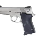 Hogue S&W 3913 Series Rubber Grips Panel black grip shown on the right side of a silver handgun