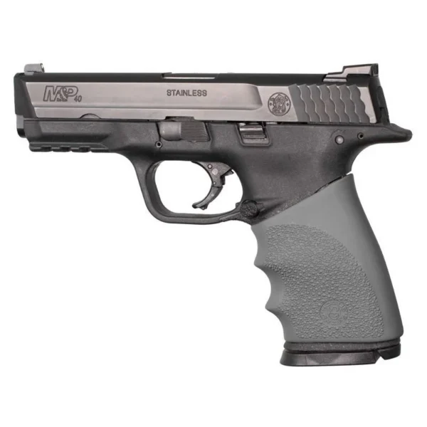 Hogue HandAll Hybrid Handgun Grip Sleeve, black textured sleeve fitted to a pistol grip